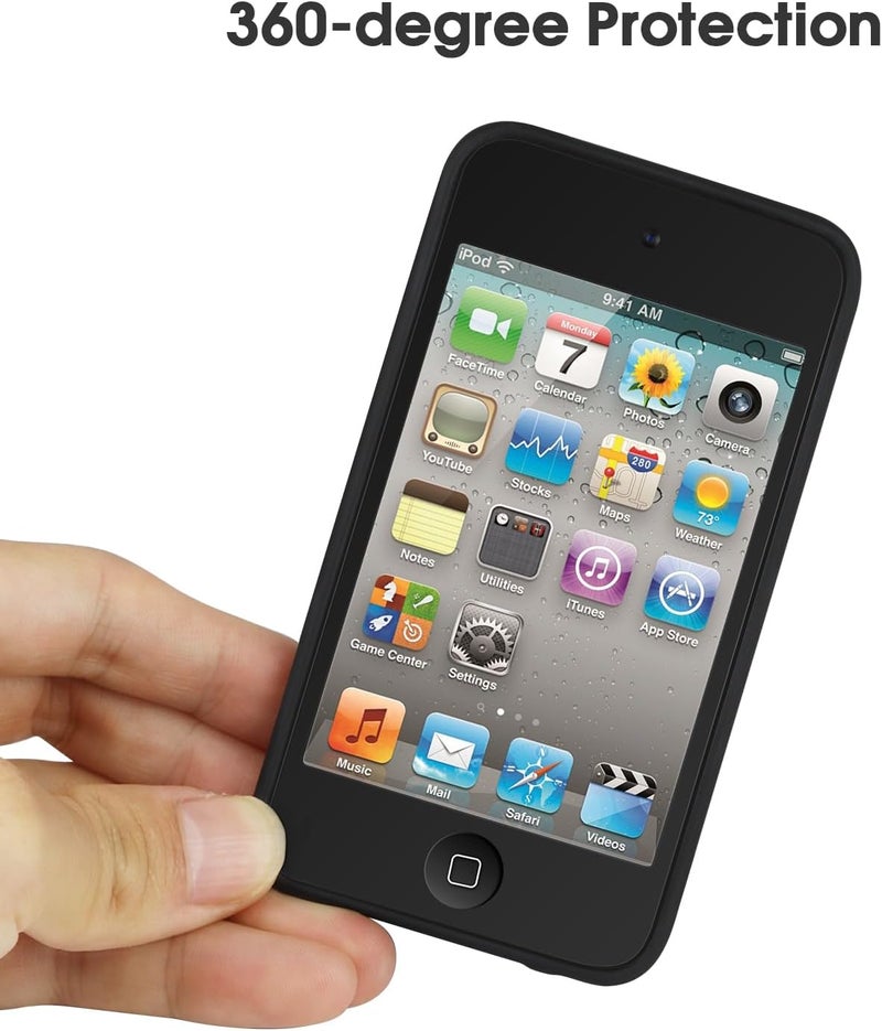 Baeruuss Compatible with iPod Touch 4 Case + Screen Protector (Black) - Image 2